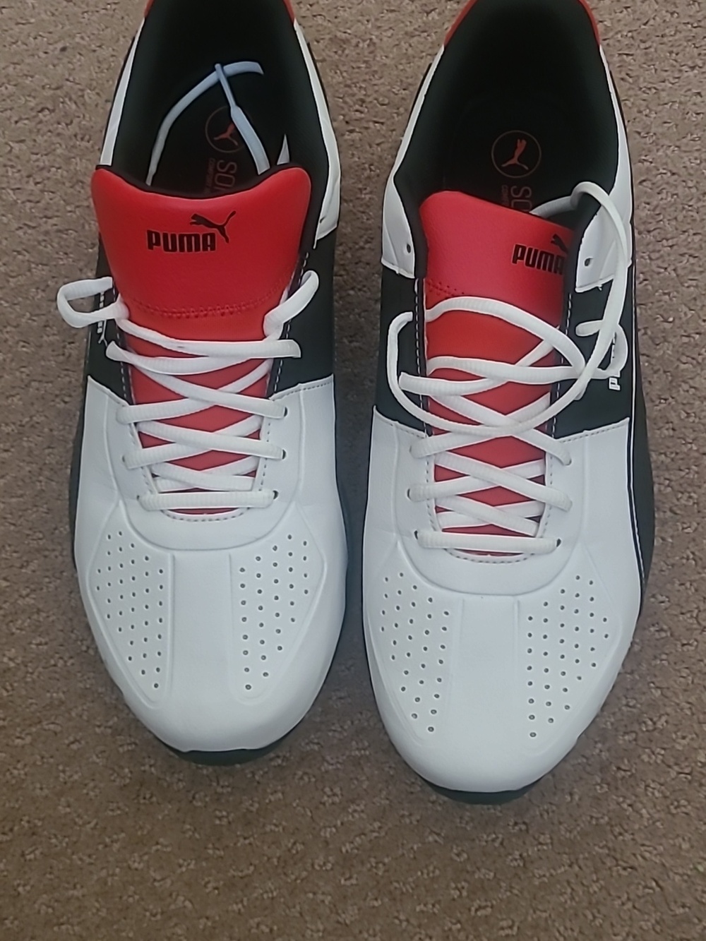 Puma Men’s White Black Red Low-Top Sneakers Size 13